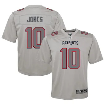 youth nike mac jones gray new england patriots atmosphere f